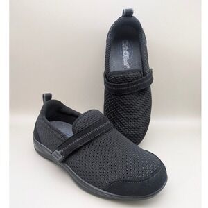 Orthofeet Quincy 821 Gray Black Slip On Orthopedic Stretch Womens Size 5 X-Wide
